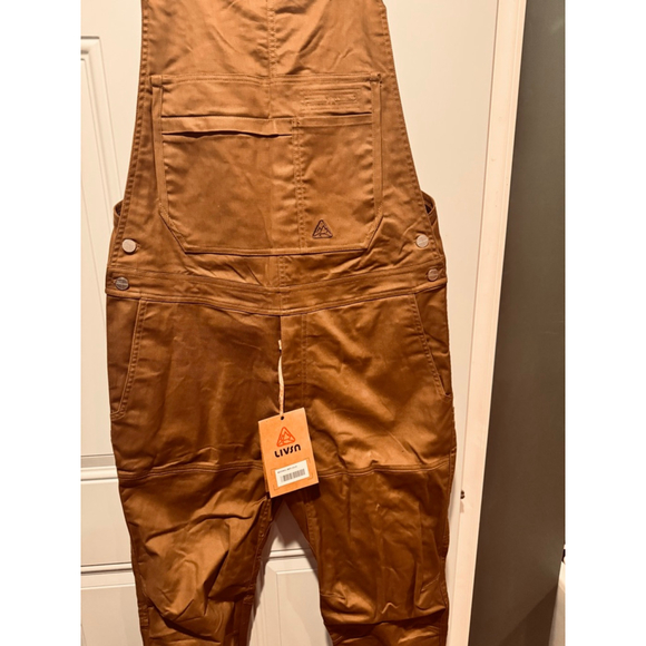 Men's LIVSN Brown flex canvas Cargo Overalls Waist 34 x30 - Picture 2 of 4